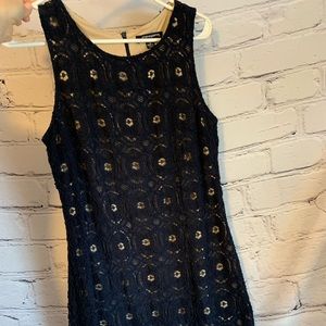 Size 10 EUC navy eyelet knee length dress. Very flattering, nicely lined.
